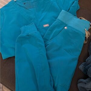 Figs Teal Scrub jogger set